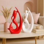 Xtore Ceramic Home Decor Creative Glossy Mermaid Shape Figurine (Pack of 2,Red and White) - Fast Shipping to USA & Canada - Image 3
