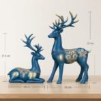 Xtore Creative Resin Golden Reindeer Sculptures | Beautiful Home Decor | Lifts up Energy of Your Room - (Pack of 2, Blue) - Fast Shipping to USA & Canada - Image 3