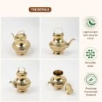 Habere India-All the Cultures Fabricating India Traditional Brass Pooja Kalash | Kerala Kindi, Lota with Spout & Gangajal Lota | Puja Accessories & Brass Vessels for Home (Design01: L13 x W9 x H10 cm) - Fast Shipping to USA & Canada - Image 4