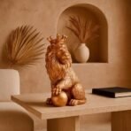Xtore Golden Lion Statue with Crown | Resin Home Decor Figurine | Luxury Animal Decor | Elegant Ornament for Living Room, Office, or Shelf | Regal Art Piece - Golden - Fast Shipping to USA & Canada - Image 2