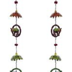 JaipurCrafts Handcrafted Rajasthani Colored Elephant & Bells Design Wall Hanging Decorative Showpiece - 34 Inch (Wood) Pack of 2 - Fast Shipping to USA & Canada - Image 3