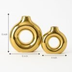 Xtore Metallic Gold Ceramic Donut Vases for Home DECOR | Minimalist Aesthetic Decorative Vase for Living Room, Bedroom, Office, Shelf, Coffee Table, Dining Table - (Pack of 2, Grass not Included) - Fast Shipping to USA & Canada - Image 5