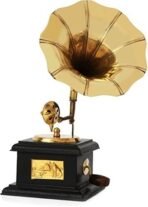 JaipurCrafts Premium Sparkle Square Gramophone Showpiece - 23 cm (Brass, Brown, Gold) (Black, Gold) (Black, Gold) - Fast Shipping to USA & Canada - Image 2