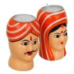 Webelkart Premium Handmade Kaka Kaki | Seth Sethani | Raja Rani Rajasthani Couple Tealight Candle Holder for Home | Kaka kaki face Tealight Holder for Diwali Decoration, Paper - Fast Shipping to USA & Canada - Image 3