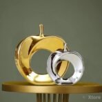 Xtore Beautiful Golden and Silver Hollow Apple Ornament Ceramic Home Decor Showpiece (Pack of 2,Silver & Golden) - Fast Shipping to USA & Canada - Image 3
