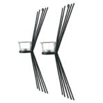 JaipurCrafts Set of 2 Wall sconces 38 cm Long with 2 Glass Cup Candle Holders and Bonus Tealight Candles - Fast Shipping to USA & Canada - Image 2