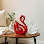 Xtore Lucky Swan Couple Piano Finish Ceramic Figures for Home Decor (Set of 2 Pc, Large, White & Red) - Fast Shipping to USA & Canada - Image 5