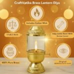 CraftVatika 100% Pure Brass Akhand Diya with Adjustable bati Knob, Wick Lifting Screw Lever, Glass Cover (Large Size, 160 ml Oil Capacity, Stay Lit Upto 24 Hours, Diya for Pooja,Long Burning Oil Lamp - Fast Shipping to USA & Canada - Image 4