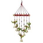 JaipurCrafts Handcrafted Rajasthani Bells Birds Parrot Design Wood Door Wall Hanging Decorative Showpiece for Home and Office Decor Diwali Gift Items - 45 cm (Wood) (Pack of 2) - Fast Shipping to USA & Canada - Image 2