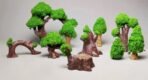 VRB Dec Miniature Showpiece Set for Home Decor, car Dashboard,Valentine,Living Room,Gifts Figurines,Cake Decoration Items,Figurines for Home Decor. (11 Pcs Green Tree Miniatures) - Fast Shipping to USA & Canada