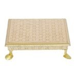 Webelkart Wooden Brass Fitted Golden Rajwadi Chowki/Patla -4.50"x 4.50"x 2.00" Inch - Fast Shipping to USA & Canada - Image 3