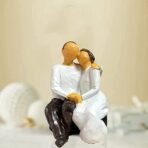 Xtore Beautiful Hand Painted Medium Size Resin Sitting Romantic Couple (Pack of 1, Black & White) - Fast Shipping to USA & Canada