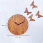 Sehaz Artworks Analog Wall Clock for Home and Kitchen | Wall Clock for Home Stylish Latest | Butterflies Manufactured Wood 10 Inch Designer - Beige - Fast Shipping to USA & Canada - Image 4