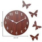Sehaz Artworks Simple-Butterflies Manufactured Wood 10 inch Designer Wall Clock for Home and Kitchen - Brown (BRWN) - Fast Shipping to USA & Canada - Image 5