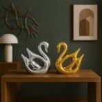 Xtore Lucky Golden & Silver Swan Couple Ceramic Figures for Home Decor (Set of 2 Pc, Golden & Silver) - Fast Shipping to USA & Canada - Image 5