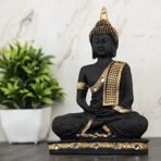 Global Grabbers New 25 Centimetre Meditating Sitting Buddha Statue showpiece Idol Home Decor Items for Living Room and Gifts (Golden Black) - Fast Shipping to USA, Canada & India - Image 2