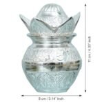 Webelkart Antique Sliver Plated Pooja Kalash with Coconut for Pooja Decor with Red Velvet Box/Swastik Kalash for Puja Temple/Diwali Gift Item/mangal Kalash (5" inches) - Fast Shipping to USA & Canada - Image 3