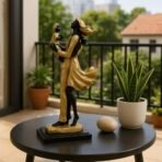 Xtore Lavish Golden Black Resin Couple Statue with Child for Home Decor (Pack of 1, Black & Golden) - Fast Shipping to USA & Canada - Image 2