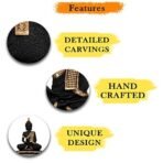 Global Grabbers New 25 Centimetre Meditating Sitting Buddha Statue showpiece Idol Home Decor Items for Living Room and Gifts (Golden Black) - Fast Shipping to USA, Canada & India - Image 4