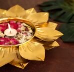 VRB Dec Iron Tm Decorative Urli Bowl For Room | Diwali Decoration Items For Home | Diwali Decoration Items For Home Decor Living Room (12 Inch) (Pack Of 1 Pcs) (Urli With Lotus Leaf Design), Gold - Fast Shipping to USA & Canada - Image 4