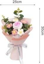 VRB Dec 1pcs Artificial Crochet Flower Bouquet/Artificial Flowers Bunch/Peony Crochet Flowers/Flowers Bouquet Gift for Girls Home Decor,Gifting,etc. (Pink Small Peony Daisy Bouquet) - Fast Shipping to USA & Canada - Image 2