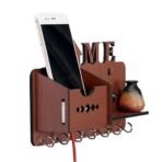 Sehaz Artworks Key Holder for Home Decor Stylish | Key Hangers for Wall | Wooden Key Stand for Wall (7 Hooks, MDF Brown) - Fast Shipping to USA & Canada - Image 2