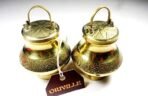 Beautiful Handicraft Brass Holy Gangajal/Milk Lota/Kamandalu/Kalash (Two Pieces) with Cover and Handle for Puja, Decor and Gifts - Fast Shipping to USA & Canada - Image 2