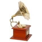 JaipurCrafts Premium Sparkle Square Gramophone Showpiece - 23 cm (Brass, Brown, Gold) (Brown, Gold) - Fast Shipping to USA & Canada - Image 4