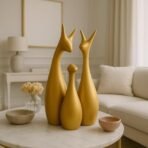 Xtore Lavish Gold Home Decor Lucky Deer Family Ceramic Figurine (Set of 3, Gold Matte) - Fast Shipping to USA & Canada - Image 2