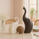 Xtore Home DECOR Elephant Family Matte Finish Ceramic Figures - (Set of 3 Piece, Matte Brown) - Fast Shipping to USA & Canada - Image 4