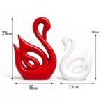 Xtore Lucky Swan Couple Piano Finish Ceramic Figures for Home Decor (Set of 2 Pc, Large, White & Red) - Fast Shipping to USA & Canada - Image 3