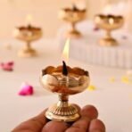 Craftvatika Brass Lotus Diya for Puja Set of 2 - Lotus Flower Diya for Pooja Room , Temple , Mandir, Office, Oil Lamp Diya for Home Decoration - Fast Shipping to USA & Canada - Image 4