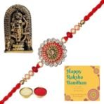 Webelkart Premium Combo Of 1 Rakhi With Small Ganesha Idol For Home And Car Dashborad Rakhi For Bhaiya And Bhabhi. Rakhi For Brother, Lumba Rakhi For Bhabhi Rakshabandhan - Fast Shipping to USA & Canada - Image 2