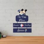 Webelkart Antique Wooden Mickey Mouse Theme Family Wooden Wall Hanging, Name Plate For Home Entrance outdoor, Hanging House Name Plate (16 x10" Inches) - Fast Shipping to USA & Canada - Image 4