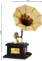 JaipurCrafts Premium Sparkle Square Gramophone Showpiece - 23 cm (Brass, Brown, Gold) (Black, Gold) (Black, Gold) - Fast Shipping to USA & Canada - Image 3