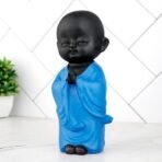 Global Grabbers Laughing Buddha Baby Monk Idol Statue Showpiece Home Decor Items for Living Room and Gifts-BLU_BLK-LBMK7 - Fast Shipping to USA, Canada & India - Image 4