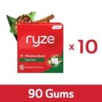 RYZE Nicotine Gum 2mg | Pack of 10 (90 gums) | Royal Paan | Freedom from Smoking & Tobacco | Easy on Throat | FDA Approved | Sugar Free | Teeth Whitening - Fast Shipping to USA & Canada - Image 2