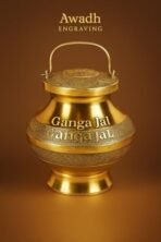 Brass Gangajal Kalash, Traditional Engraved Golden Lota with Lid, Religious Pooja Vessel, 8cm Height, Decorative Handle, Indoor Use, Antique Style - Fast Shipping to USA & Canada - Image 3