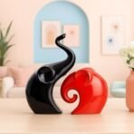 Xtore Home Decor Lucky Charm Elephant Couple | Piano Finish Ceramic Figures- (Set of 2 Piece, Red & Black) - Fast Shipping to USA & Canada - Image 5