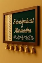 Webelkart Wooden Customised House Name Plate With Golden Bell For Home Entrance Outdoor - Door name plates | Name Plate Office Entrance (14 x 10 inches) Customized name plate - Fast Shipping to USA & Canada - Image 3