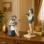 Xtore Cute and Elegant Girls Statue for Home Decor | Table Decor (Pack of 2, White & Blue) - Fast Shipping to USA & Canada - Image 2