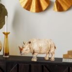 Xtore Home Decor Lucky Horned Rhino Statue Table Accent (Pack of 1, Off White) - Fast Shipping to USA & Canada - Image 3