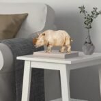 Xtore Home Decor Lucky Horned Rhino Statue Table Accent (Pack of 1, Off White) - Fast Shipping to USA & Canada - Image 2