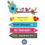 Webelkart Premium Wooden Welcome Happy family Customised Wall Hanging Name Plate For Home Entrance outdoor,Wooden Hanging Welcome Hanging For Wall - (18 x 12 Inches) - Fast Shipping to USA & Canada - Image 2