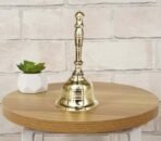 Craftvatika Brass Hand Bell for Pooja Ghanti for Mandir, Home and Office Temple Prayer Bell Ghanti for Decoration (1.6 x 3.8 inches, Golden) - Fast Shipping to USA & Canada - Image 2