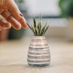 Xtore Marbled Ceramic VASE with Green Striped Pattern for Home Decor (Pack of 1, Green and Cream) - Fast Shipping to USA & Canada - Image 3