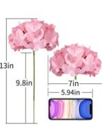 VRB DecTM (Pack of 10) Hydrangea Silk Fake Flowers Heads with Stems Artificial Flowers for Decoration Wedding Home Party Shop Baby Shower, Room Decor for Bedroom Aesthetic [WiITHOUT VASE] (Baby Pink) - Fast Shipping to USA & Canada - Image 2