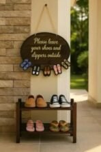 Webelkart Premium Wooden Please Leave Your Shoes and Slippers Outside Wall Hanging For Office Decor,Door Wall Hanging Shop And Clinic,Wooden Wall sculpture (12 x 8 Inches) - Fast Shipping to USA & Canada - Image 4