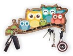 Webelkart Premium 'Owl Family' Decorative Wooden Printed Key Holder for Home Decor Key Hangers Keychain Holder & Key Holder for Wall (25 cm, 6 Hooks) - Fast Shipping to USA & Canada - Image 2