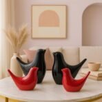 Xtore Creative Black and Red Glossy Ceramic Birds Figurines Home Decorations Accessories Party (Pack of 4, Red & Black) - Fast Shipping to USA & Canada - Image 4